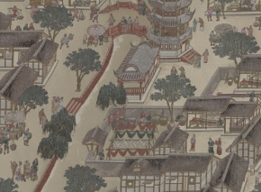 國(guó)家博物館收藏蜀錦作品《交子行市圖》